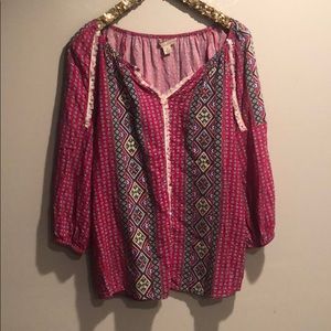 colorful peasant top